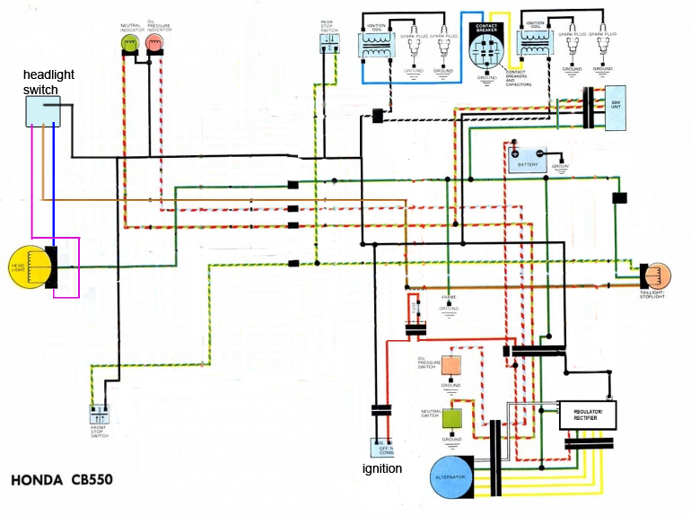 1976 CB550K Simplified Wiring Harness Questions | DO THE TON